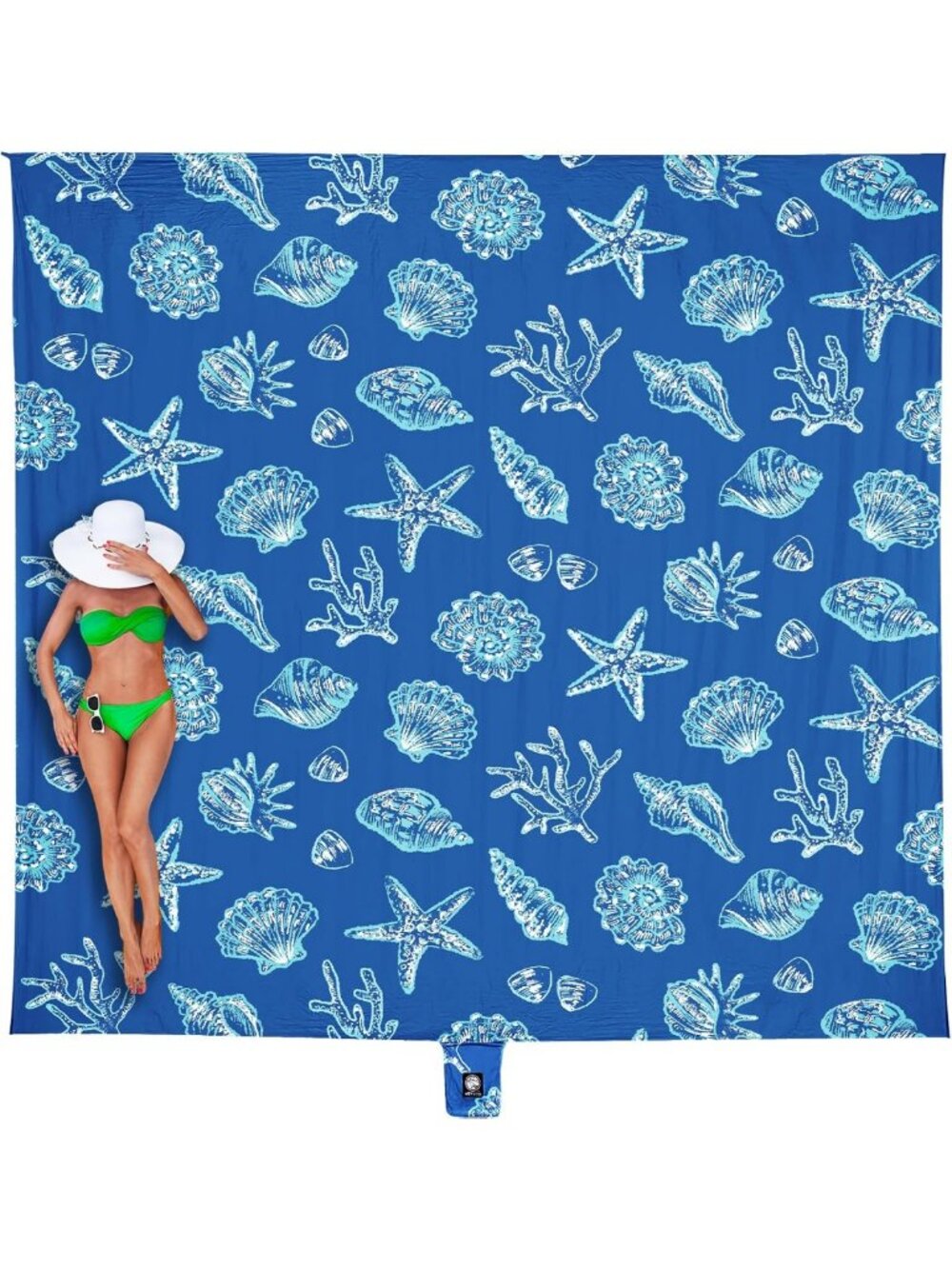 Oversized Waterproof Beach Blanket - Sandproof, Lightweight Mat with Stakes
